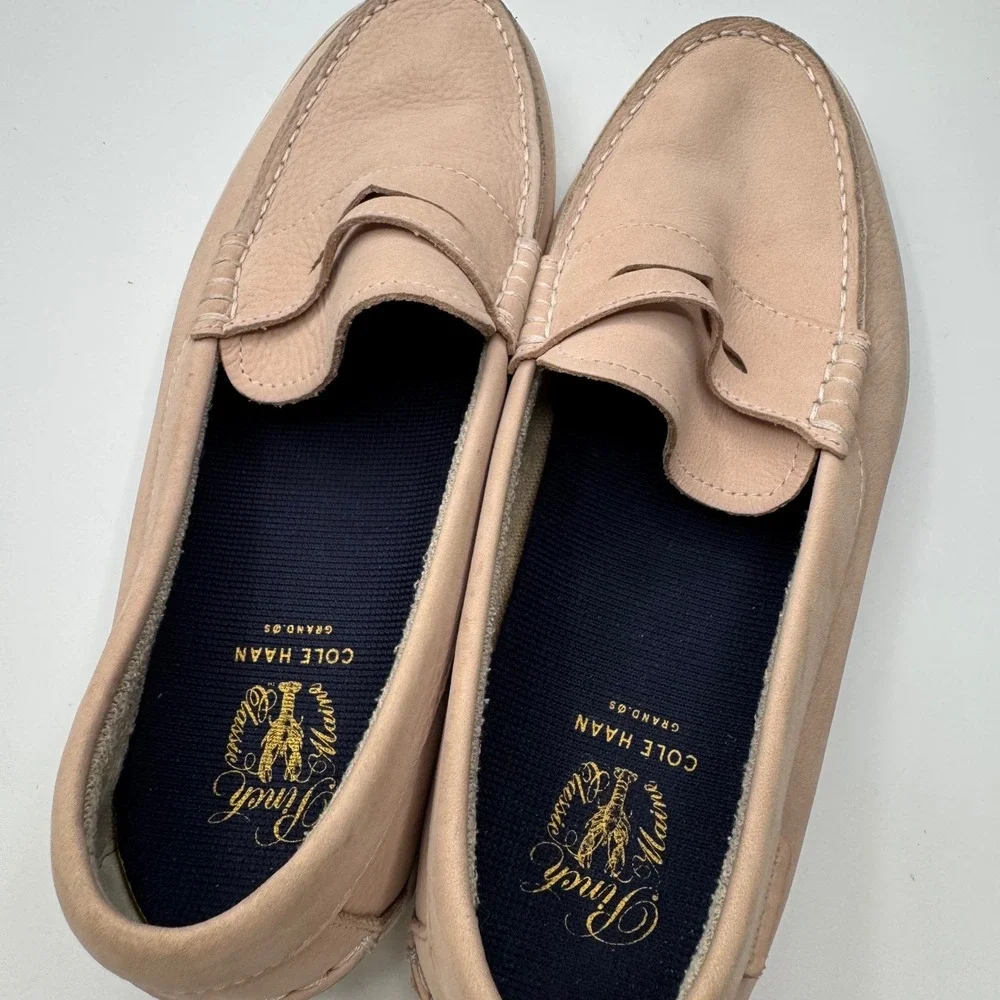 Cole Haan Pinch Maine Classic Penny Loafers nude pink Leather Mens 10.5